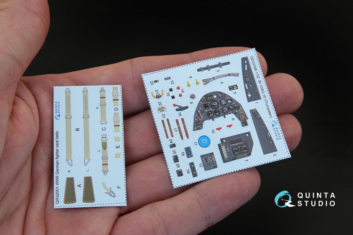 Intérieur imprimé en 3D et coloré sur papier décalcomanie Quinta Studio QD32046 Bf 109G-10 (pour maquette Trumpeter) 1/32 – Bild 3