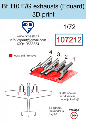 Omask 107212 Bf 110 F/G exhaust (Eduard) 3D print 1/72 – zdjęcie 2