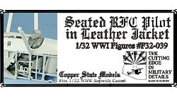 Figurine Copper State Models F32-039 : Pilote RFC assis en blouson de cuir, échelle 1/32