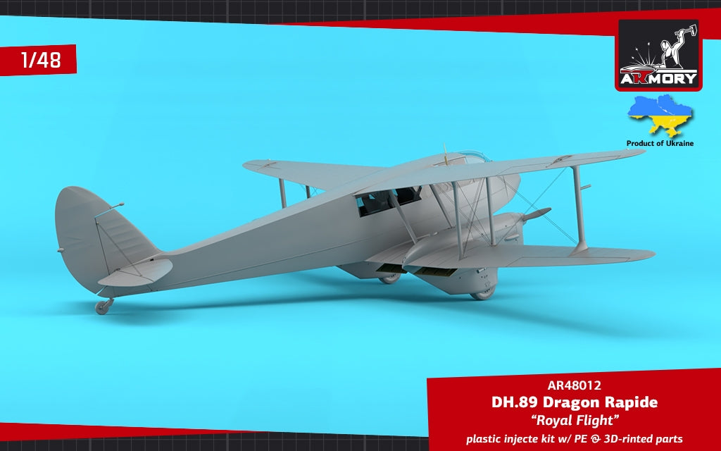 Armory Models 48012 DH.89 Dragon Rapide, Short-Haul Airliner – “Royal Flight” 1/48