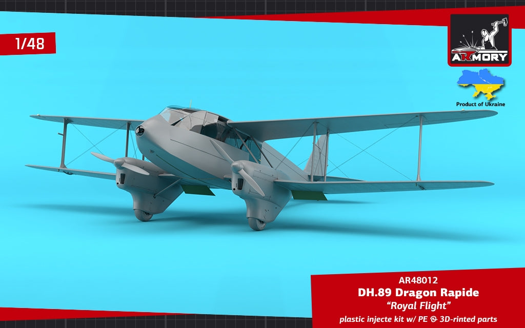 Armory Models 48012 DH.89 Dragon Rapide, Short-Haul Airliner – “Royal Flight” 1/48