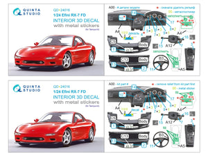 Intérieur imprimé en 3D et coloré sur papier décalcomanie (Tamiya) (avec pièces métalliques autocollantes) Quinta Studio QD+24016 Efini RX-7FD 1/35  – image 15