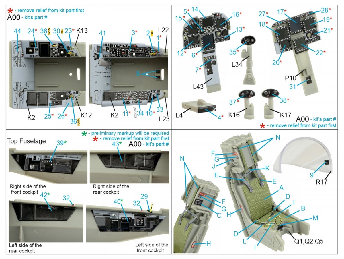 Intérieur imprimé en 3D et coloré sur papier décalcomanie pour F/A-18F (Trumpeter) de Quinta Studio QD32123, échelle 1/32 – Bild 7