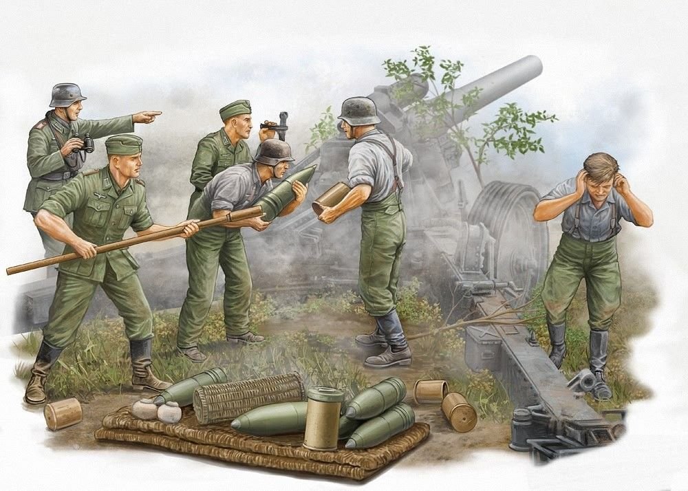 Trumpeter 00425 Équipe de canonniers de l&amp;#39;obusier de campagne allemand s.FH 18 (1/35) – immagine 2