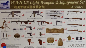 Bronco AB3558 Ensemble d&amp;#39;armes et d&amp;#39;équipements légers américains de la Seconde Guerre mondiale au 1/35