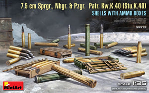 MiniArt 35375 Obus de 7,5 cm Sprgr., Nbgr. et Pzgr. Voir Kw.K.40 (Stu.K.40) avec boîtes de munitions 1/35