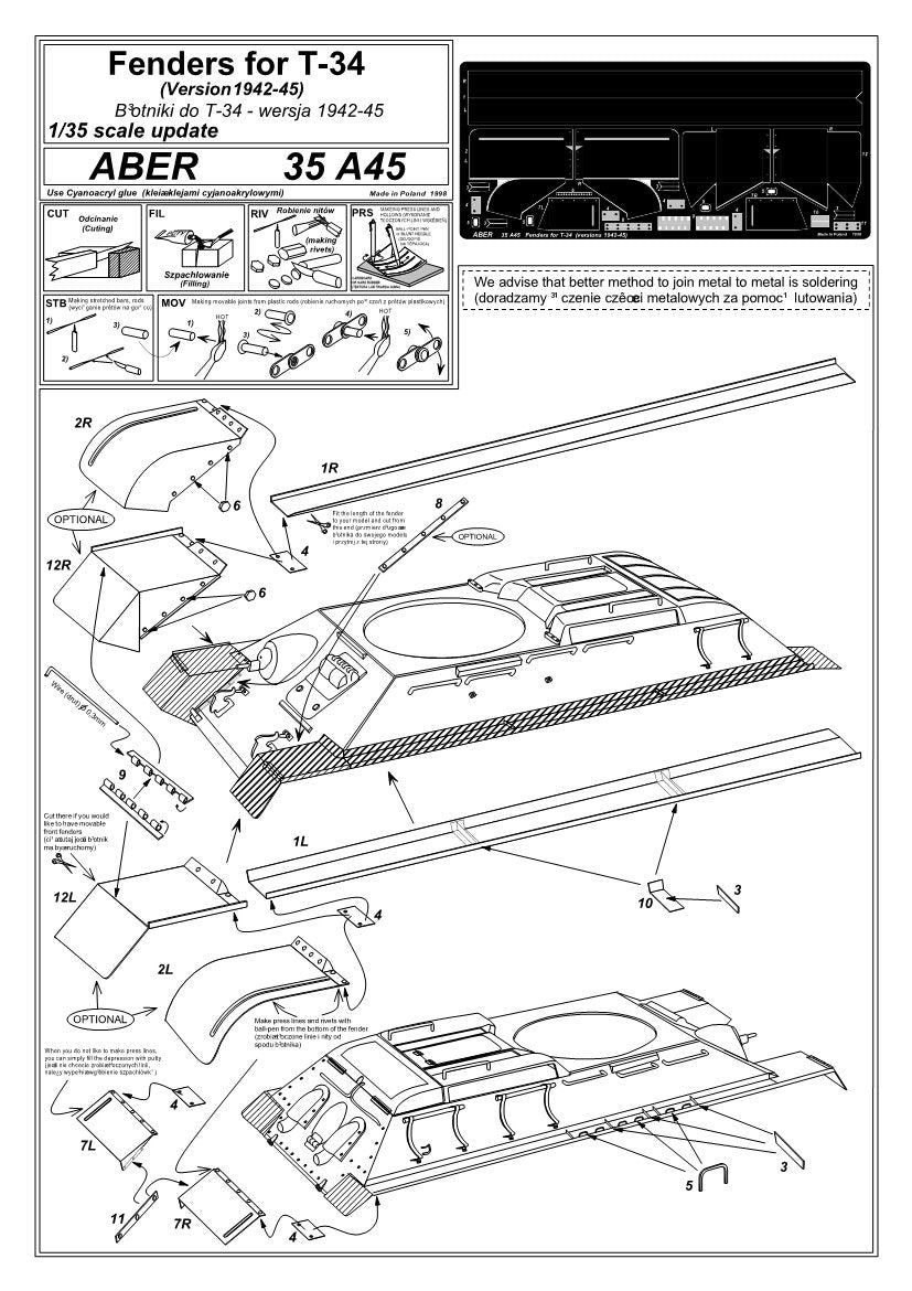 Aber 35A045 Ailes pour T-34 (versions 42 à 45) (1/35) – image 4