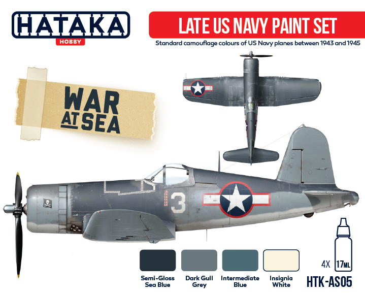 Coffret de peinture Hataka HTK-AS05 Late US Navy, 4 x 17 ml