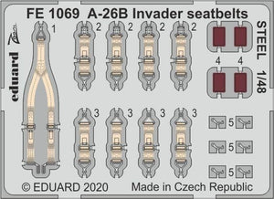 Ceintures de sécurité Eduard FE1069 A-26B Invader en acier, échelle 1/48 ICM