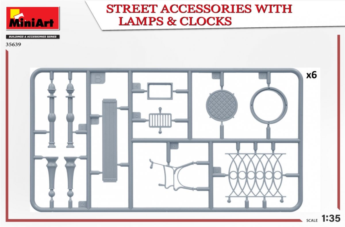 MiniArt 35639 ACCESSOIRES DE RUE AVEC LAMPES ET HORLOGES 1/35 – immagine 5