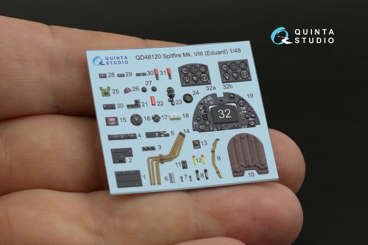 Intérieur imprimé en 3D et coloré sur papier décalcomanie Quinta Studio QD48120 Spitfire Mk.VIII (Eduard) 1/48 – image 6