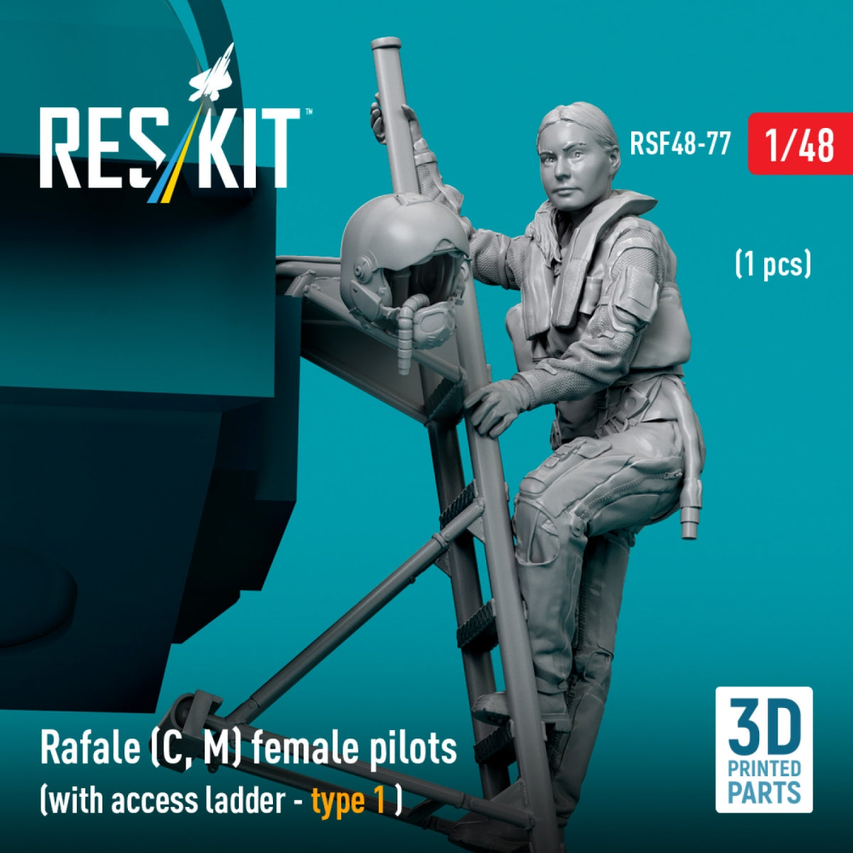 RESKIT RSF48-0077 Rafale (C, M) pilote féminine (avec échelle d&amp;#39;accès - type 1) (1 pièce) (Impression 3D) 1/48 – image 3