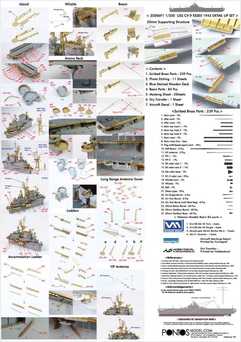Pontos 35006F1 USS CV-9 Essex 1943 Kit de détails (1/350) – image 4