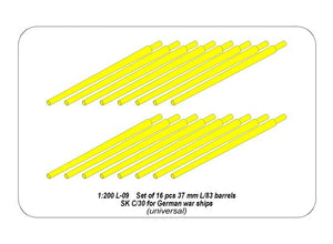 Aber 200L-09 Ensemble de 16 canons 37 mm L/83 SK C/30 pour navires allemands 1/200 – imagen 4