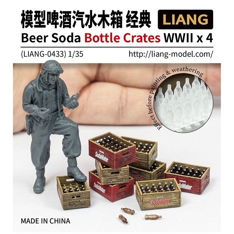 Liang 0433 Caisses de bouteilles de bière et de soda Seconde Guerre mondiale x 4 1/35