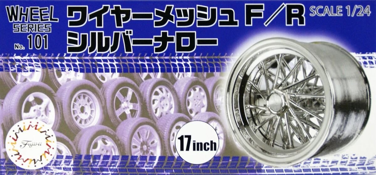 Roue Fujimi 193533 Série n° 101 à mailles métalliques avant/arrière argentée étroite 17 pouces 1/24