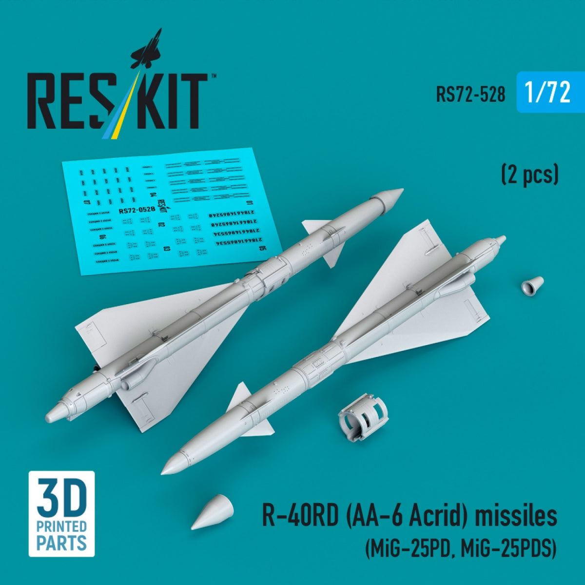 Missiles RESKIT RS72-0528 R-40RD (AA-6 « Acrid ») (2 pièces) (Impression 3D) 1/72