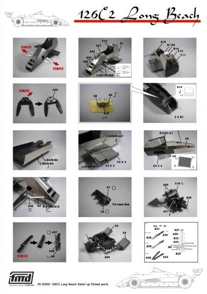 Kit de pièces de super détail KA Models FE-20002 Ferrari 126C2 Long Beach pour maquette Fujimi 1/20 – Bild 6