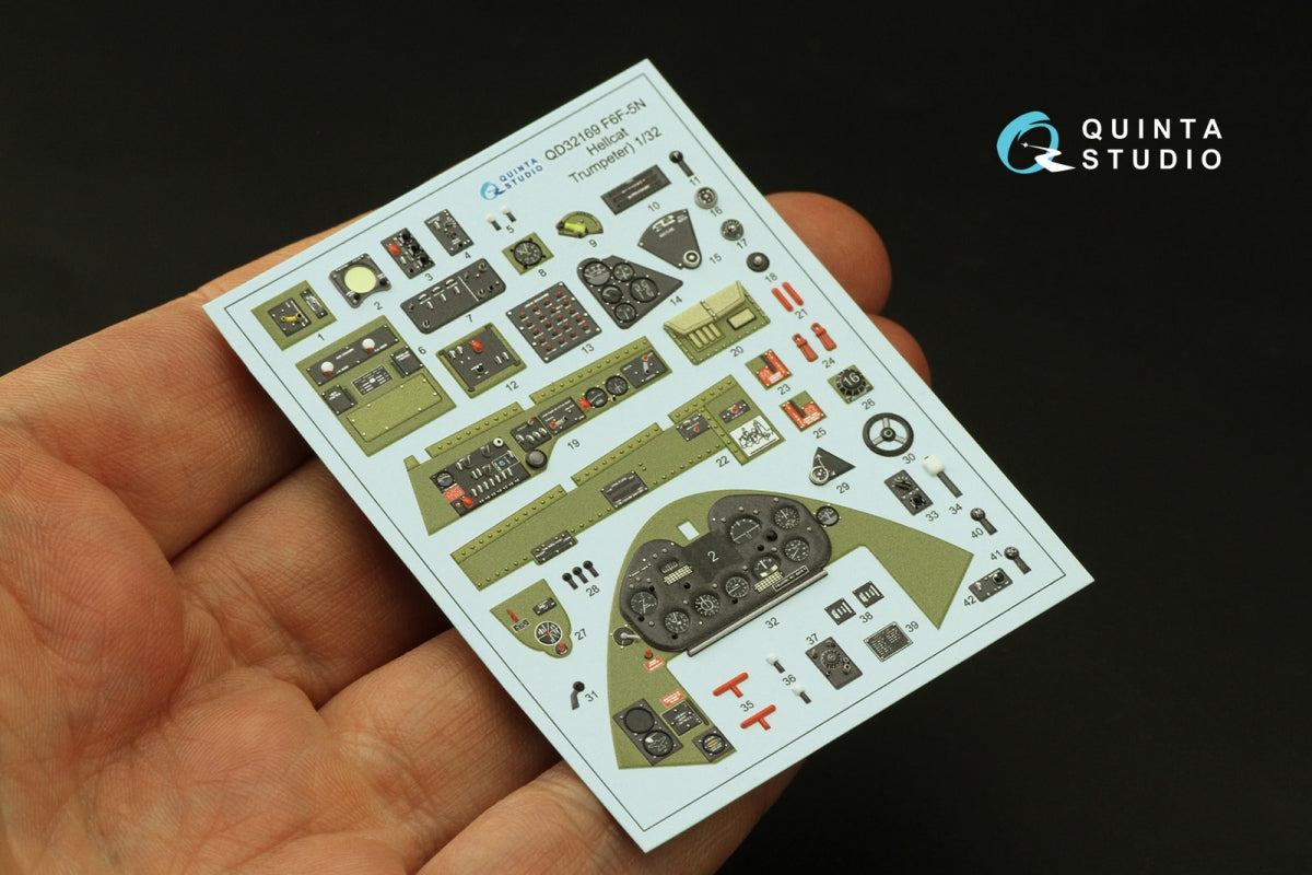 Intérieur imprimé en 3D et coloré sur papier décalcomanie Quinta Studio QD32169 F6F-5N Hellcat (Trumpeter) 1/32 – image 3