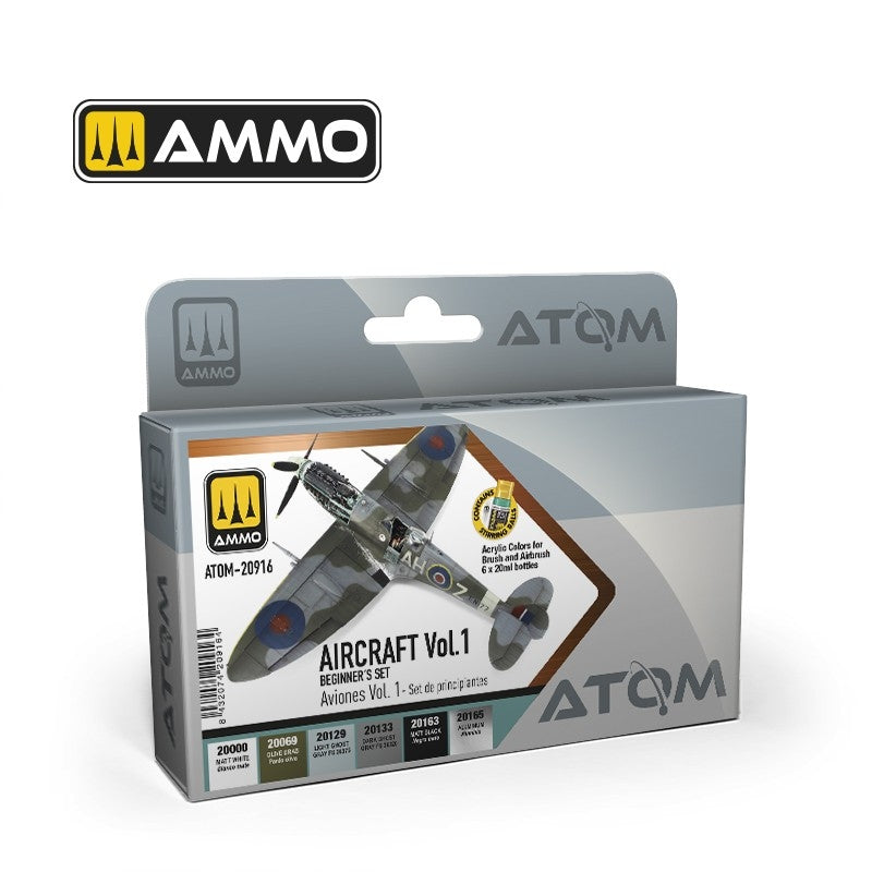 AMMO par Mig Jimenez 20916 ATOM Kit Débutant : Avions Vol.1 6x20ml 