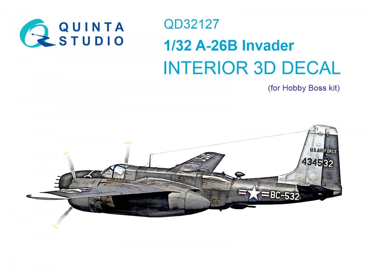 Intérieur imprimé en 3D et coloré sur papier décalcomanie Quinta Studio QD32127 A-26B (Hobby Boss) 1/32