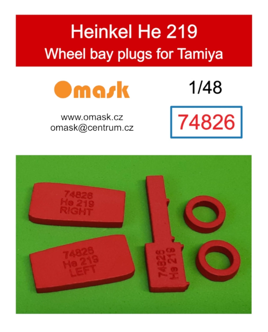 Bouchons de puits de train d'atterrissage Omask 74826 pour Heinkel He 219 (pour Tamiya 61057, 89682) 1/48