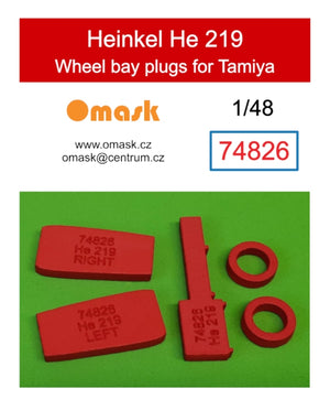 Bouchons de puits de train d&amp;#39;atterrissage Omask 74826 pour Heinkel He 219 (pour Tamiya 61057, 89682) 1/48