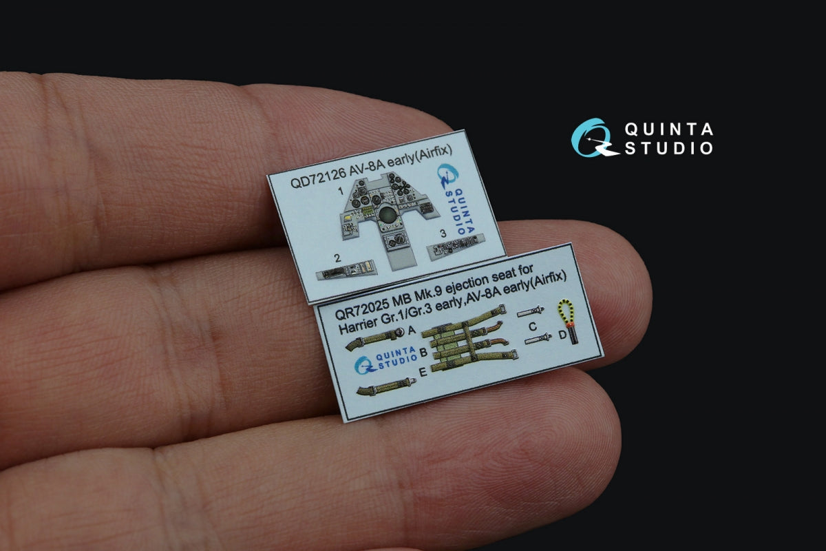Intérieur coloré imprimé en 3D sur papier décalcomanie Quinta Studio QD72126 AV-8A (version initiale) (Airfix) 1/72  – image 4