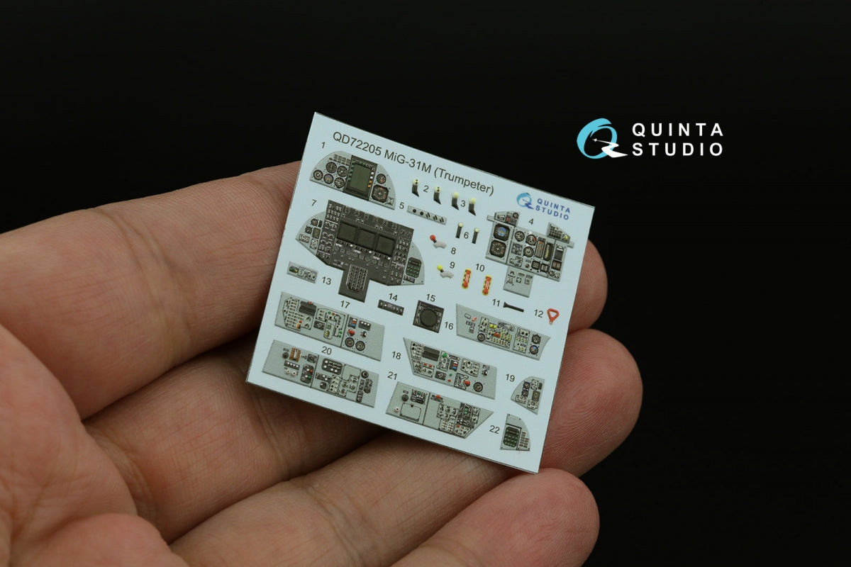 Quinta Studio QD72205 MiG-31M 3D-Printed &amp;amp; colored Interior on decal paper (Trumpeter) 1/72 – image 3