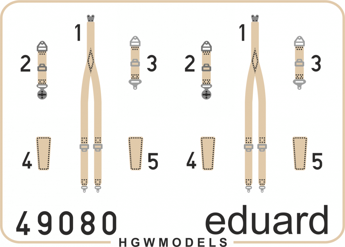 Ceintures de sécurité Eduard 49080 RAF fin de la Seconde Guerre mondiale SUPERFABRIC 1/48