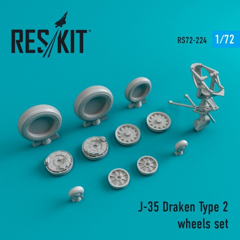 RESKIT RS72-0224 Jeu de roues J-35 Draken Type 2 1/72