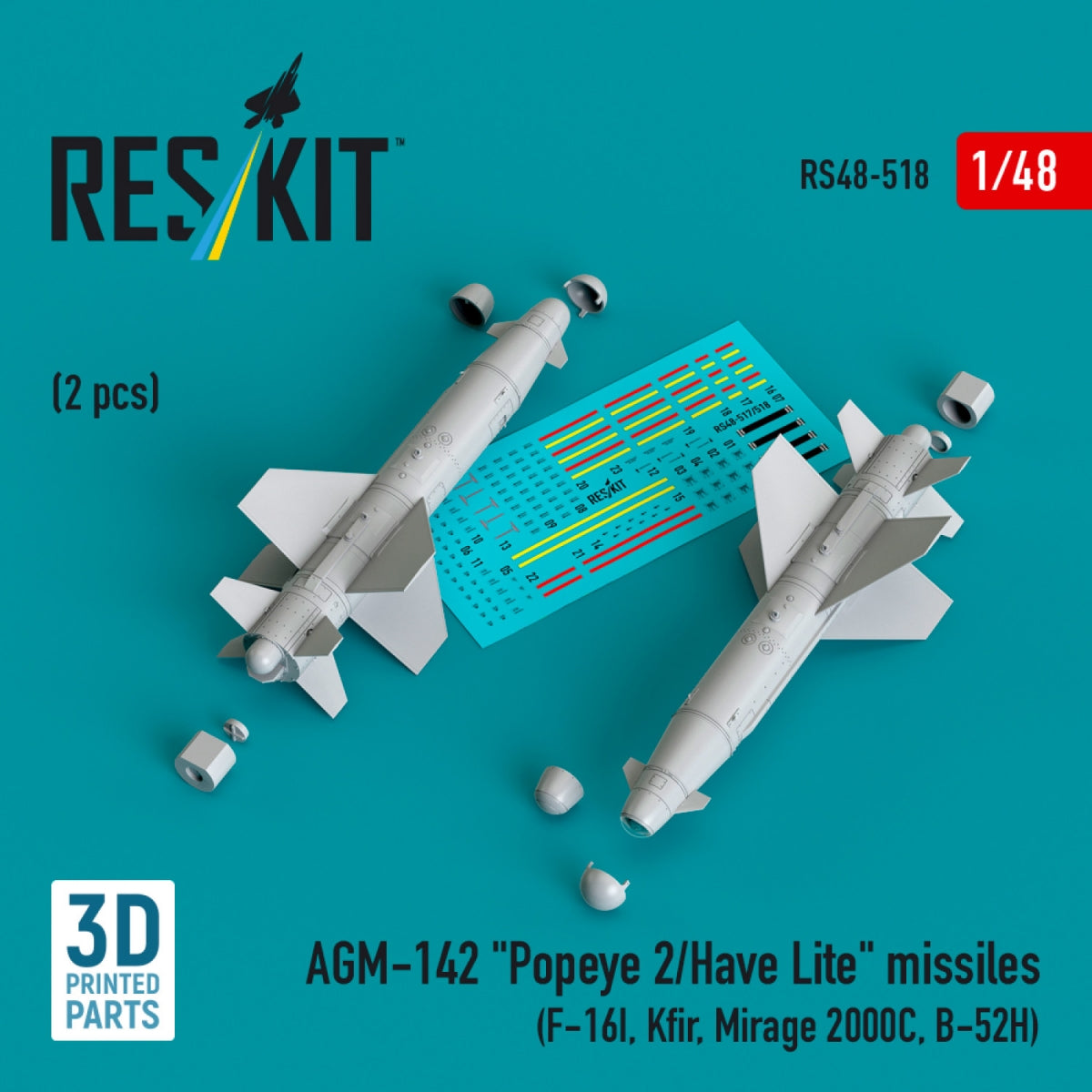 Missiles RESKIT RS48-0518 AGM-142 « Popeye 2/Have Lite » (2 pièces) (Impression 3D) 1/48 – Bild 2