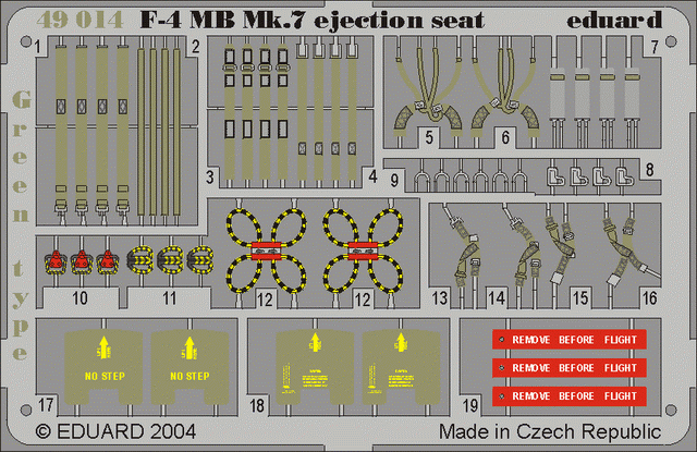 Siège éjectable vert Eduard 49014 F-4, échelle 1/48, Hasegawa