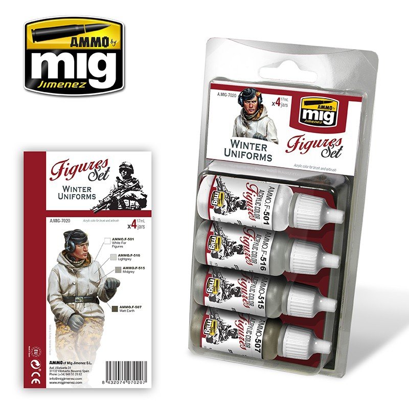 AMMO de Mig Jimenez 7020 Ensemble de figurines en uniformes d'hiver 4x17ml