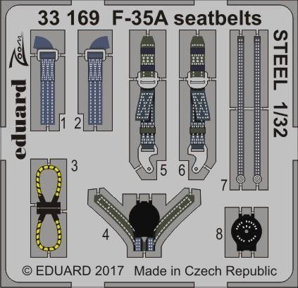 Eduard 33169 F-35A seatbelts STEEL ITALERI 1/32