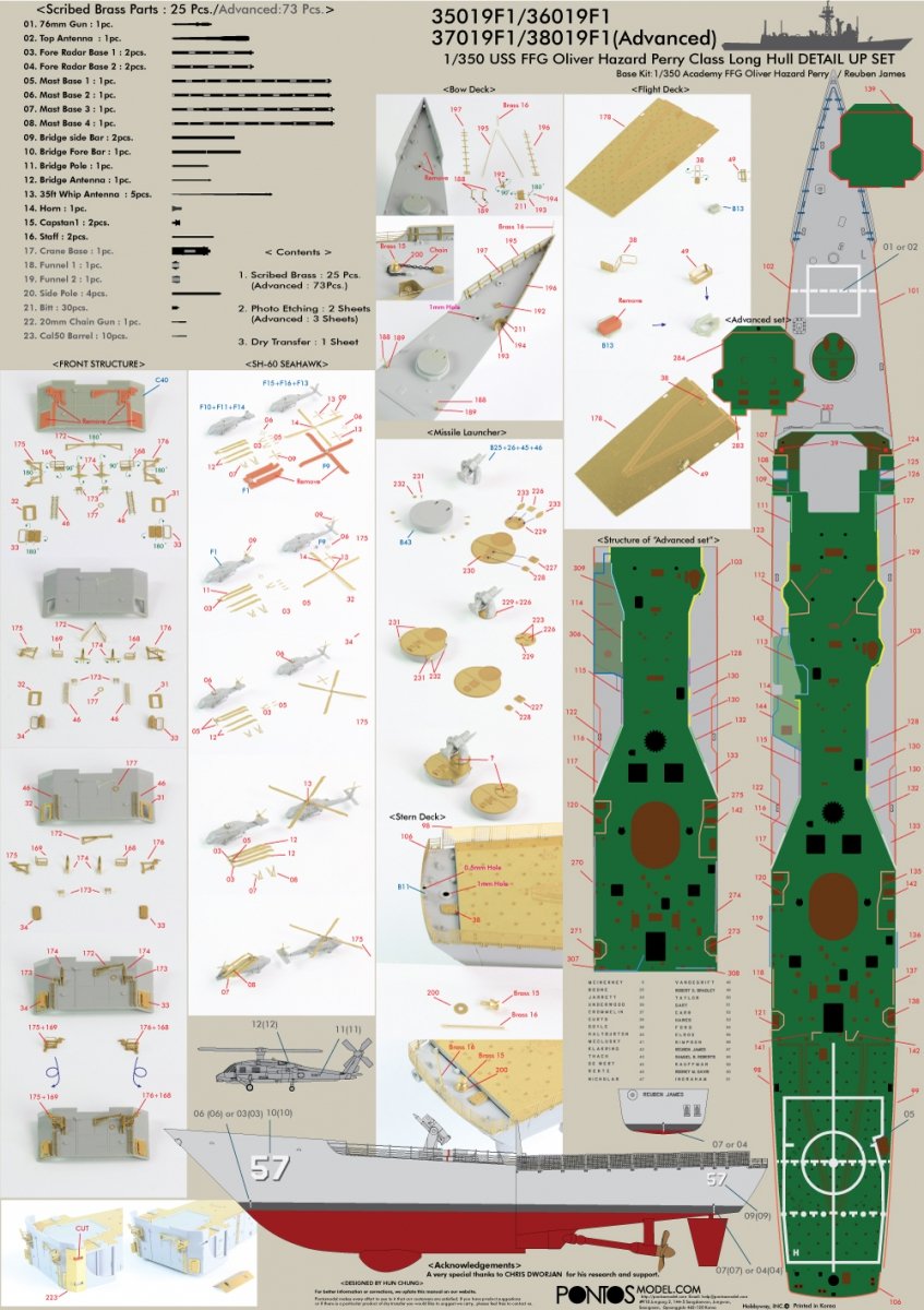 Pontos 37019F1 USS FFG Oliver Hazard Perry Class Long Hull Detail Up Set ADVANCED 1/350 – image 6