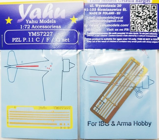 Yahu YMS7227 PZL P.11 C/F/G ensemble modèle AZ/moules fins/Hasegawa/Revell/AML ​​1/72