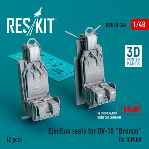 Sièges éjectables RESKIT RSU48-0366 pour OV-10 « Bronco » (2 pièces) pour kit ICM (impression 3D) au 1/48