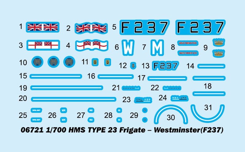 Trumpeter 06721 Frégate HMS TYPE 23 - Westminster (F237) 1/700 – immagine 4