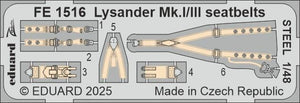 Ceintures de sécurité Eduard FE1516 Lysander Mk. I/III en acier Airfix 1/48