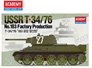 Maquette Academy 13505 T-34/76 n° 183, production d&amp;#39;usine, échelle 1/35