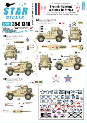 Star Decals 35-C1348 Véhicules de combat français en Afrique 1. FFL - Forces Françaises Libres 1/35