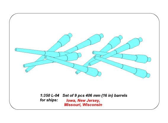 Aber 350L-04 Set of 9pcs 406mm barrels for US ship: Iowa, New Jersay, Missouri, Wisconsin 1/350 – zdjęcie 6
