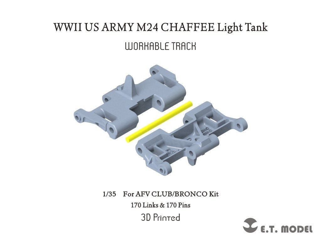 ET Model P35-037 WWII US ARMY M24 CHAFFEE Char léger Chenille fonctionnelle (Impression 3D) 1/35