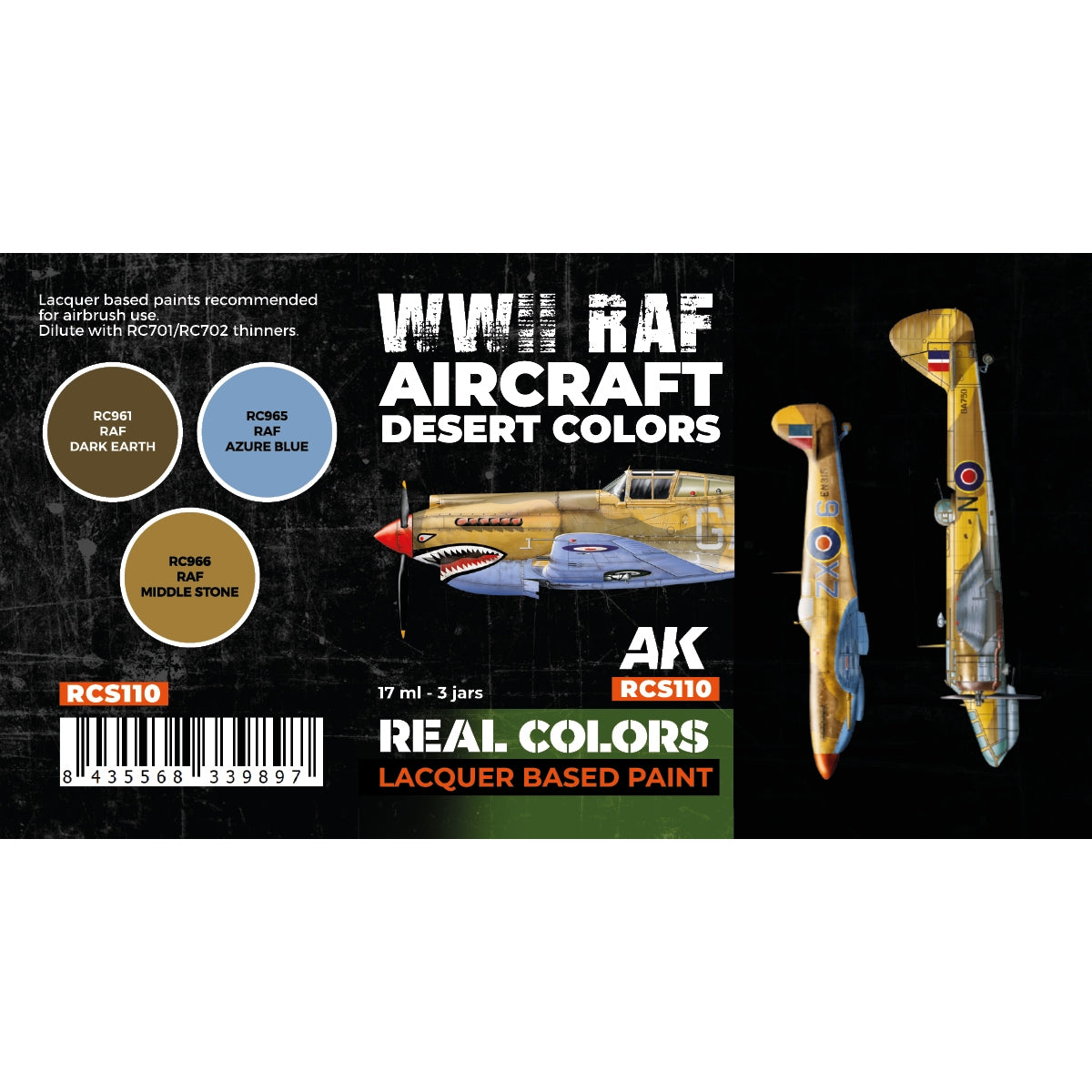 AK Interactive RCS110 Avion RAF Seconde Guerre mondiale Couleurs désertiques 3x17ml – image 2