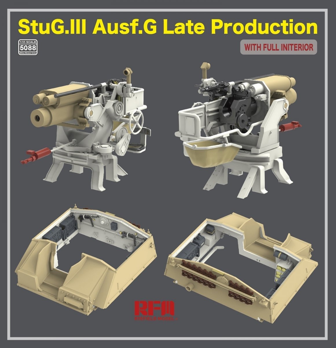Maquette Rye Field 5088 StuG.III Ausf.G, production tardive, intérieur complet, échelle 1/35 – image 4