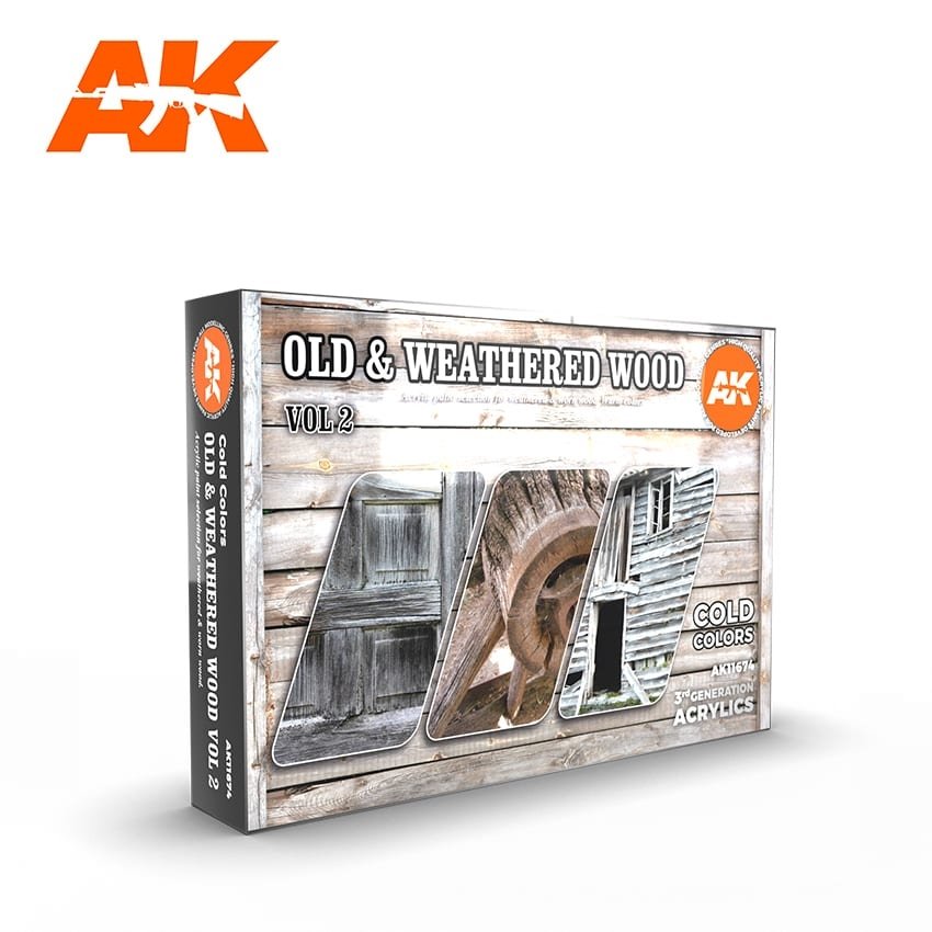 AK Interactive AK11674 3G OLD &amp; WEATHERED WOOD VOL. 2 6x17 ml