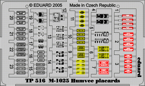 Plaques Eduard TP516 M-1025 1/35