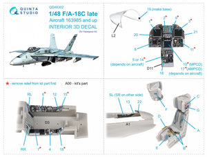 Intérieur imprimé en 3D et coloré sur papier décalcomanie Quinta Studio QD48302 F/A-18C (Hasegawa) au 1/48 – image 2