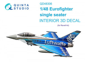 Intérieur imprimé en 3D et coloré sur papier décalcomanie pour Eurofighter monoplace Quinta Studio QD48306 (Revell) à l&amp;#39;échelle 1/48